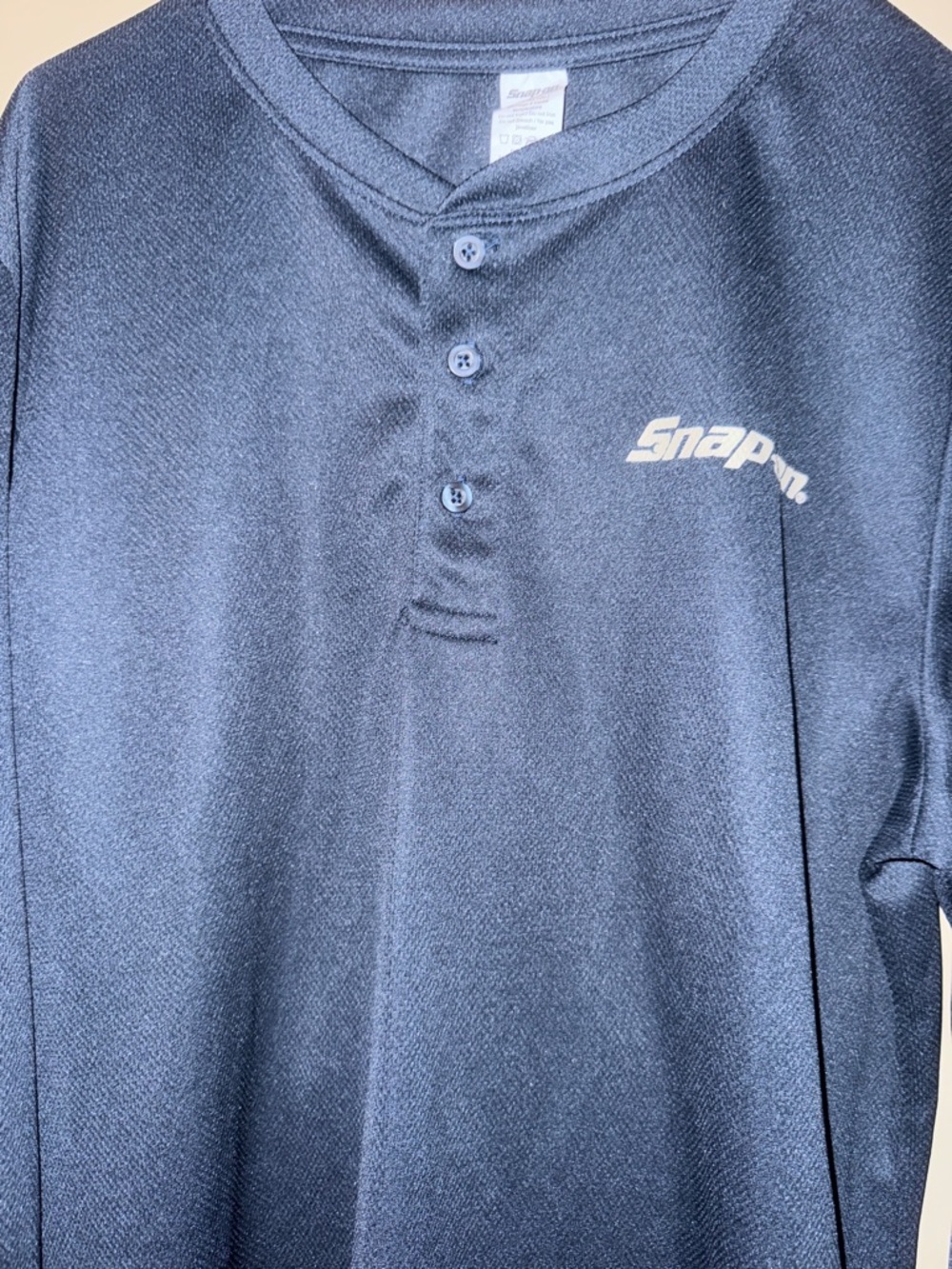 Snap-on Navy Short-Sleeve Henley with Logo